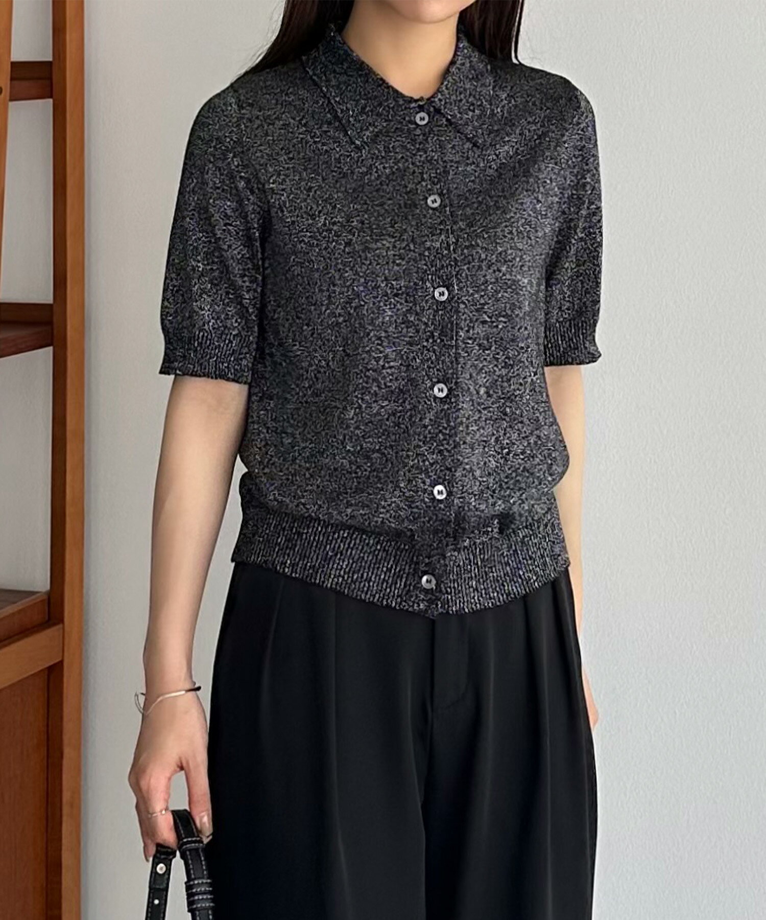 Callautia Glitter Knit Short-Sleeve Polo Shirt