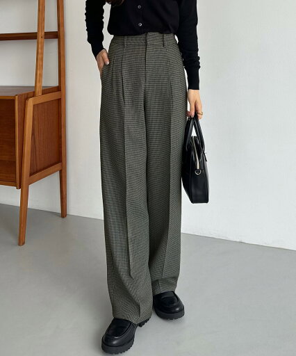 callautia チェックワイドスラックスパンツ callautia チェックワイドスラックスパンツ
