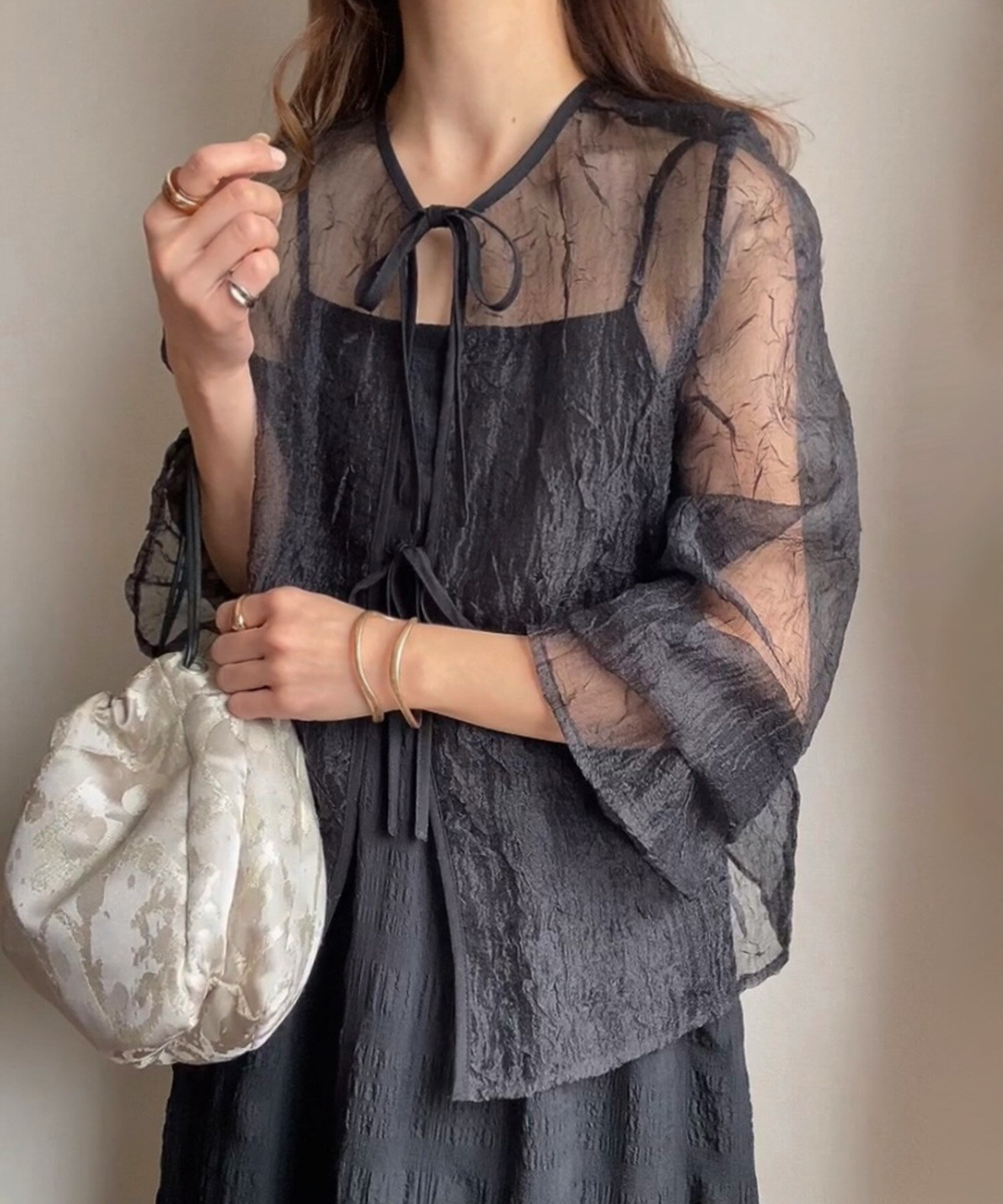 FILLOU　2WAYワッシャーシアーブラウス