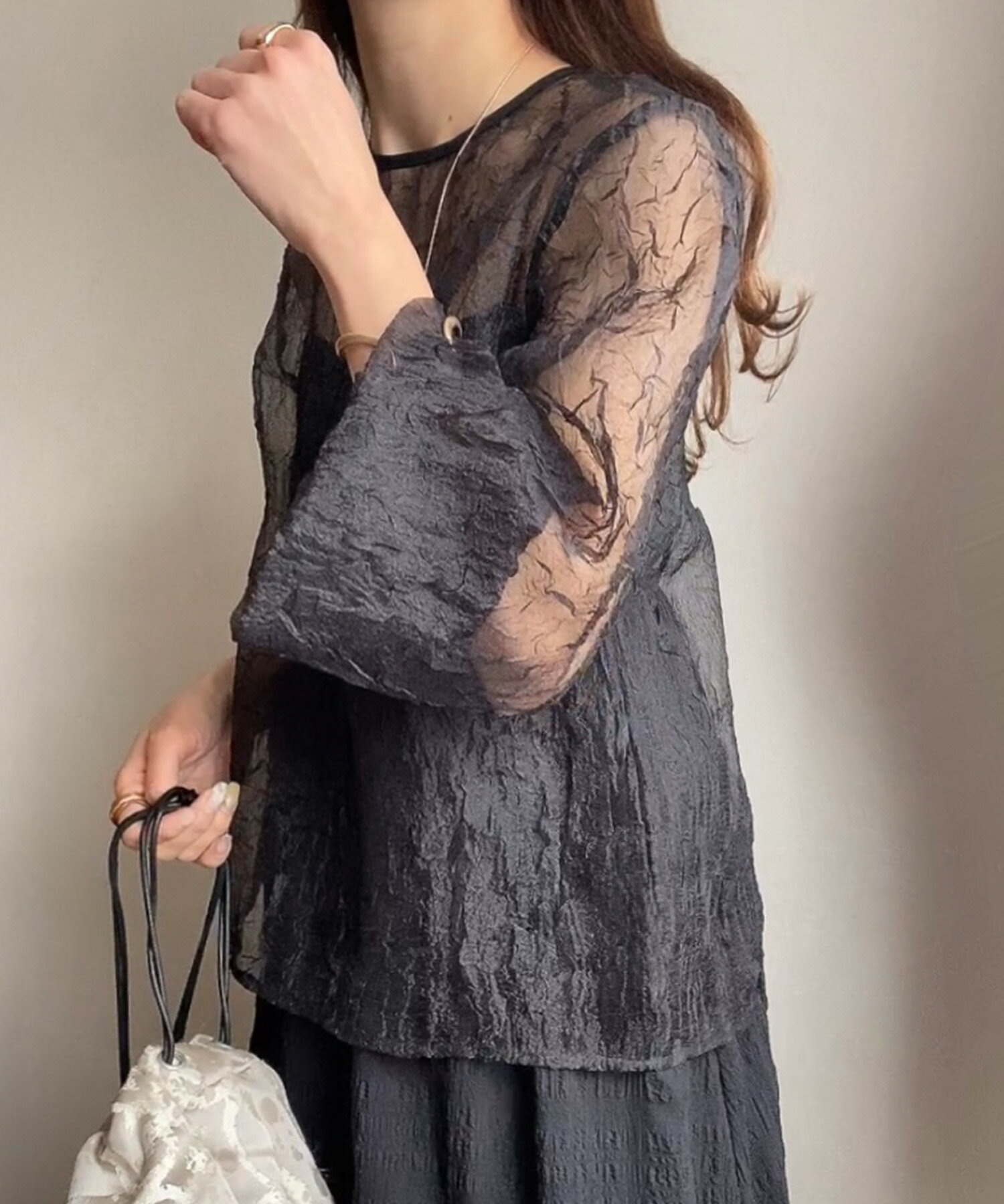 FILLOU　2WAYワッシャーシアーブラウス