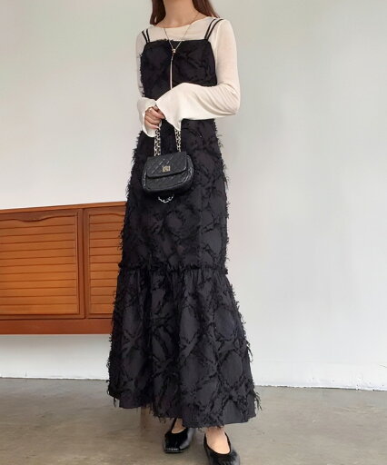 FILLOU ジャガード裾フレアキャミワンピース FILLOU ジャガード裾フレアキャミワンピース