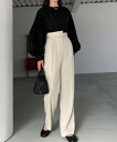 Louere ベルト付きアシンメトリーハイウエストパンツ
