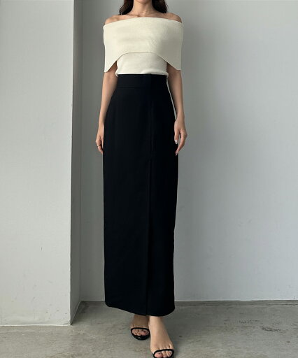 Louere リネン混ラップペンシルスカート Louere リネン混ラップペンシルスカート