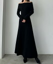 Louere オフショルフレアニットワンピース