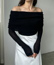 Louere シアーオフショルニットトップス