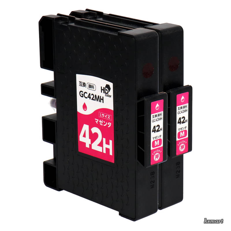 【送料無料】GC42H SGカートリッジ マゼンタ2本 Lサイズ 顔料インク 互換インクカートリッジ 残量表示対応 流動性と保湿性が高いHDカラーを採用 プリントヘッドに優しくプリンタの寿命を縮めないインク 対応機種:RICOH SG 5200 / RICOH SG 5200(フロント手差しモデル) セット ksmart00-10030801 ksmart パッケージ画像