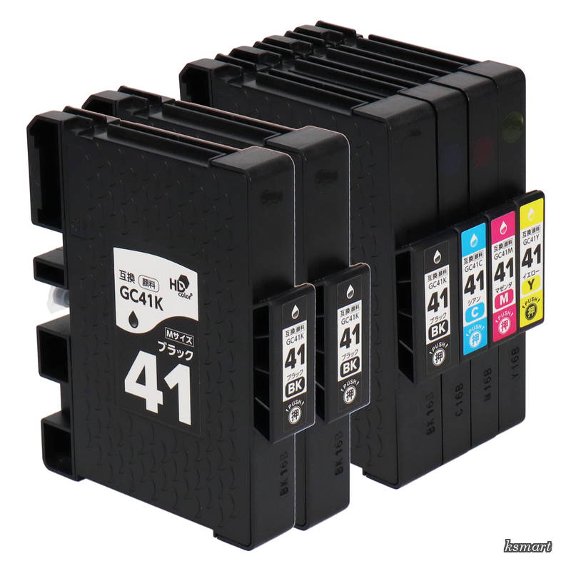 【送料無料】リコー 互換 SGカートリッジ GC41 4色+黒2本 Mサイズ