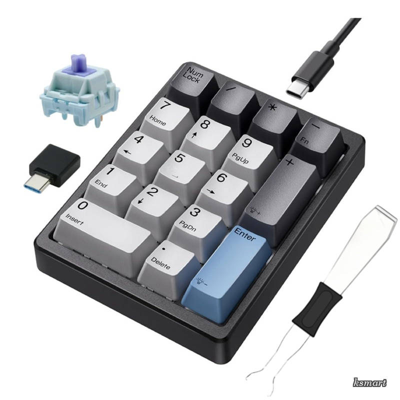 送料無料 17 キー 紫軸 QMK/VIA 対応 プログラマブルマクロキーボード USB 有線 Type-C ホットスワ…