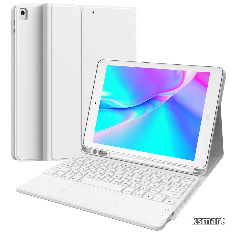 【送料無料】iPad 9世代 8世代 7世代 キーボードJIS基準日本語配列 iPad 10.2/10.5 bluetoothキーボード タッチパッド搭載 脱着式 多角度調整 [ペンシルホルダー付き] type