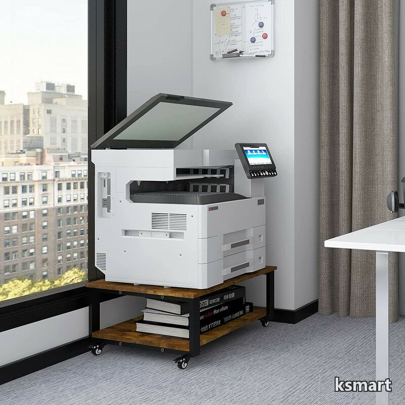 乐天商城 - 【送料無料】2段 プリンター台 幅60cm 奥行60cm 高30cm ワゴン キャスター付き プリンタラック 収納棚 大型 コピー機 置き 台 省スペース プリンター棚 机下収納 木製ラッ
