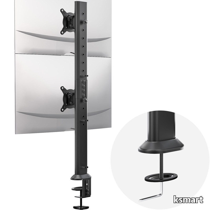【送料無料】Monitor Articulating Desk Mount Arm Stand - Vertical Stack Screen Supports Two 13 to 34 Inch Computer Monitors with C Clamp HD04B-002