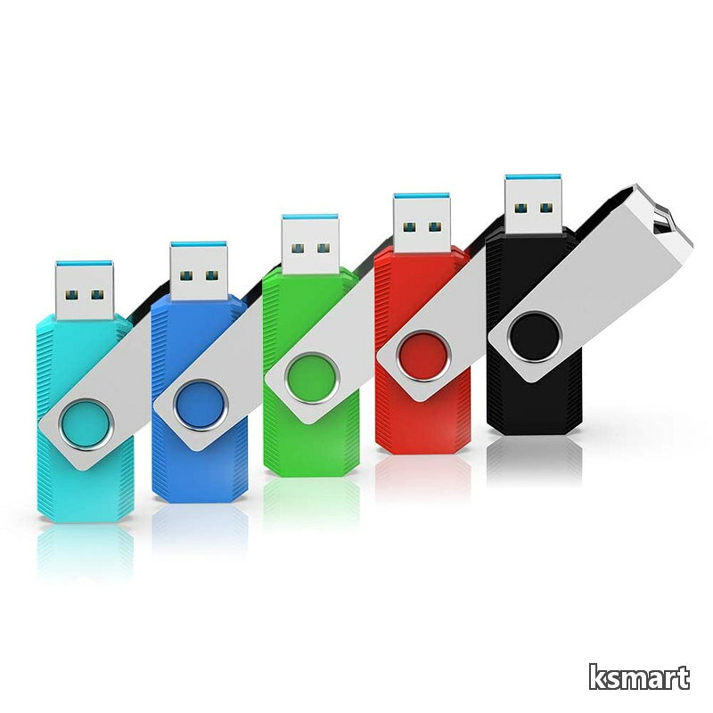 乐天商城 - 【送料無料】USBメモリ64GB USB3.0 超高速データ転送 フラッシュドライブ 5個セット 読取り最大90MB/s 回転式 カラフル（青緑赤黒水色） ストラップホール付き