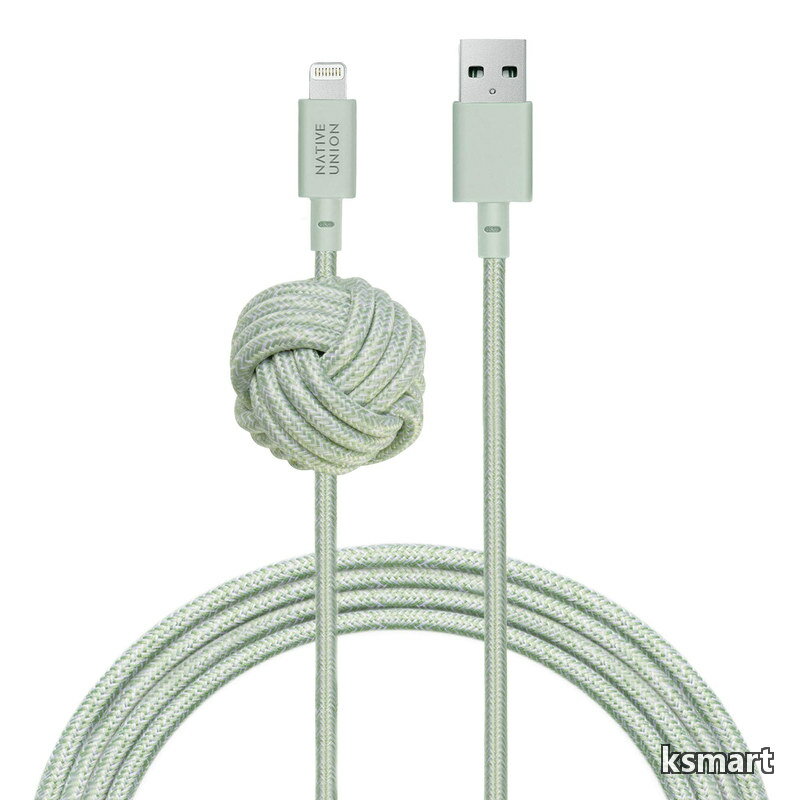 UNION  NIGHT Cable USB-A to ライトニング 高耐久 充電ケーブル アンカーノット付き -  iPhone/iPad対応 (3メートル)(Sage)