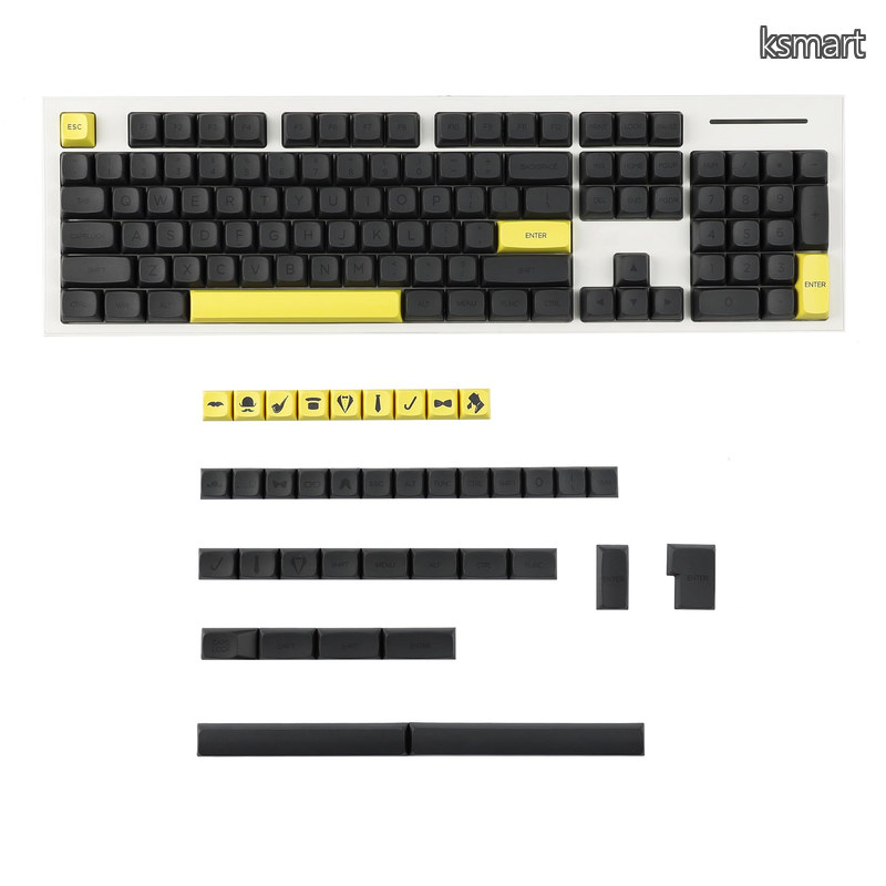 【送料無料】YMDK 125 ZDA プロファイル XDA v2 Dye Sub PBT Gentleman Yellow Gray Keycaps 104 TKL 60 96 84 68 64 MX スイッチキーボード用