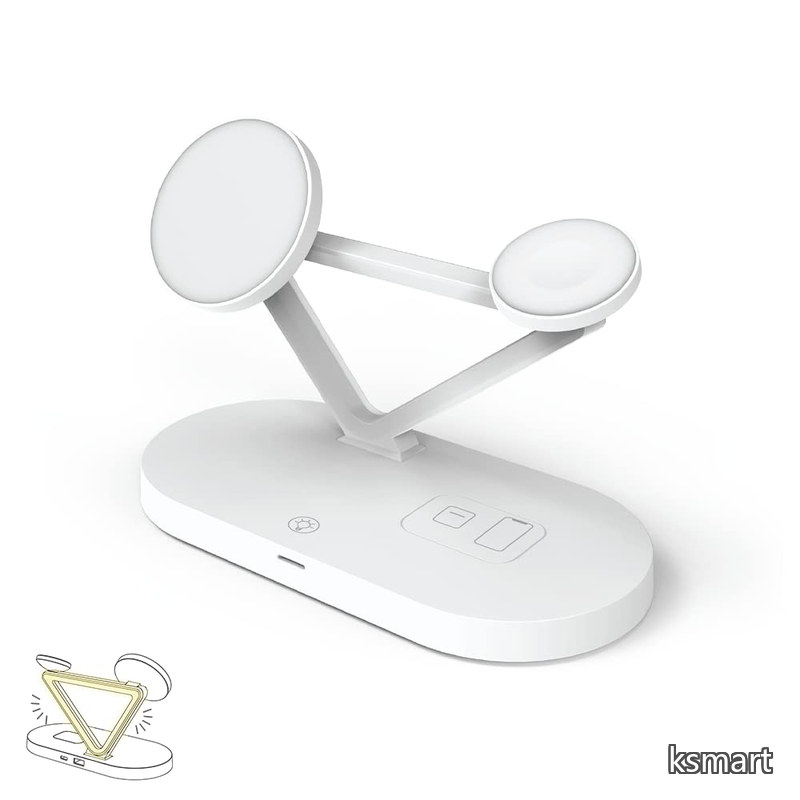 WIRELESS CHARGE STATION ワイヤレス充電ステーション 3-in-1 MagSafe対応 マグネット式 充電スタンド LEDランプ 付き