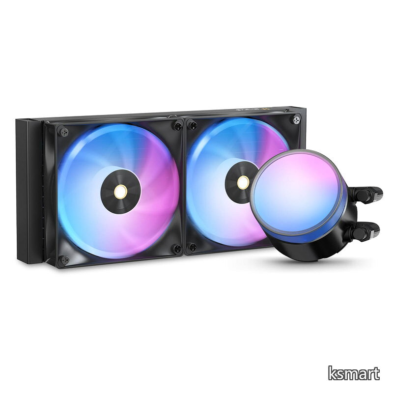 Delta L24 ARGB CPUクーラー 簡易水冷 240mm、レイヤーARGBライティングエフェクト、TDP 280W、低ノイズポンプ、高性能4ピンPWM ファン、最大2000 RPM、AMD AM4/AM5、Intel LGA 115X/1200/1700/1851対応(ブラック)