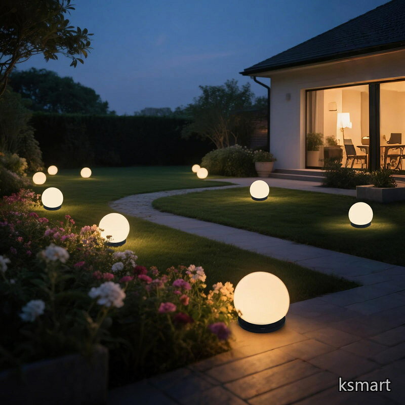 門柱灯・庭園灯ボール2個組/直径20cm】Smart Lighting ソーラーライト 明るさ60ルーメン リモコンで点灯時間選び 昼光色・電球色・白色調節 お庭 玄関先 ガーデン 芝生 花壇など明るく照らす「照明用途」ボールライト GWソーラー (型番：GW-RMDO319-20 (2p/s))