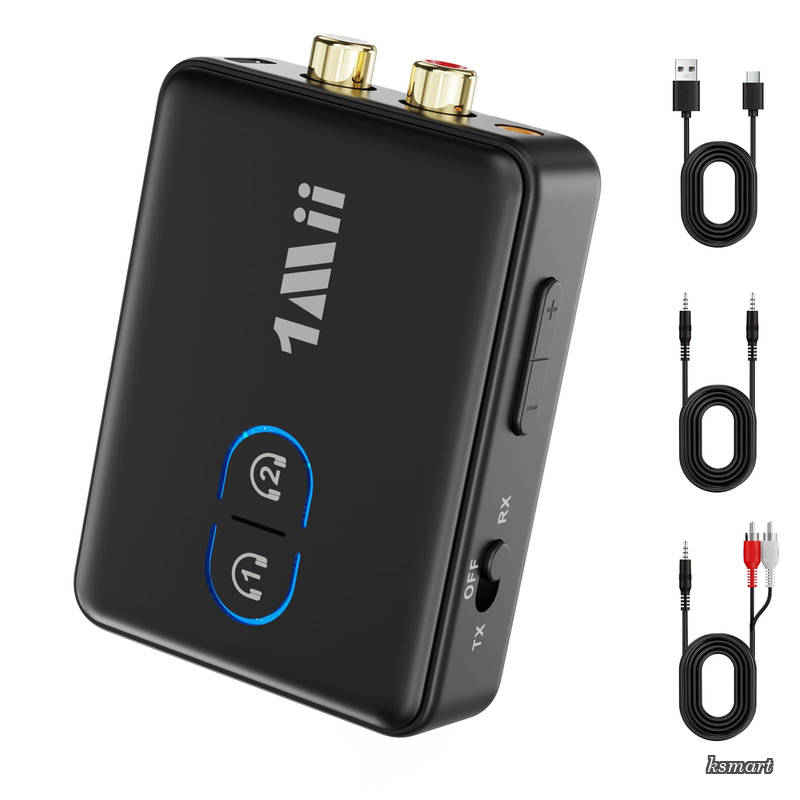Bluetooth 5.3 トランスミッター＆レシーバー 一台二役 aptX Adaptive/HD & 低遅延対応 2台同時接続 30時間連続運転 3.5mm AUX/RCA端子搭載 テレビ/車/ヤホン/スピーカー/飛行機/PC/MP3/ジムなど適用『TELEC認証済み』- ML302+