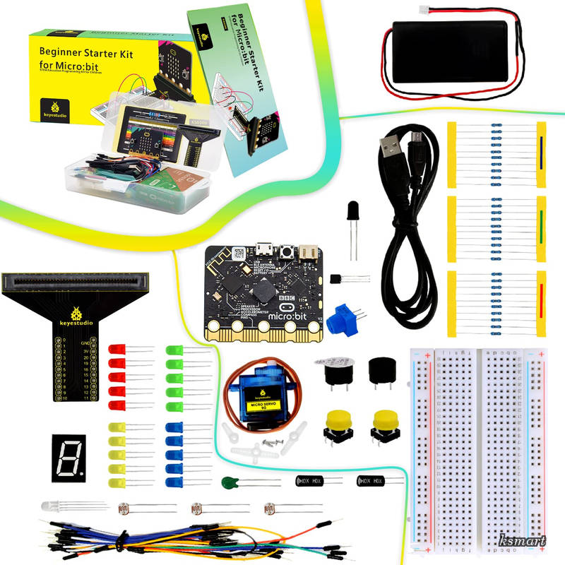 Microbit Basic Starter Kit for BBC Micro:bit V2 アクセサリ STEMキット コーディング キッズ ビギナー向け (Micro:bit V2付属)