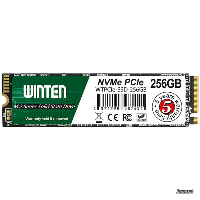 SSD 256GB M.2 2280 NVMe PCIe Gen3x4 最大読取3100MB/s 最大書込1800MB/s 3D NAND M Key 5年保証 WTPCIe-SSD-256GB