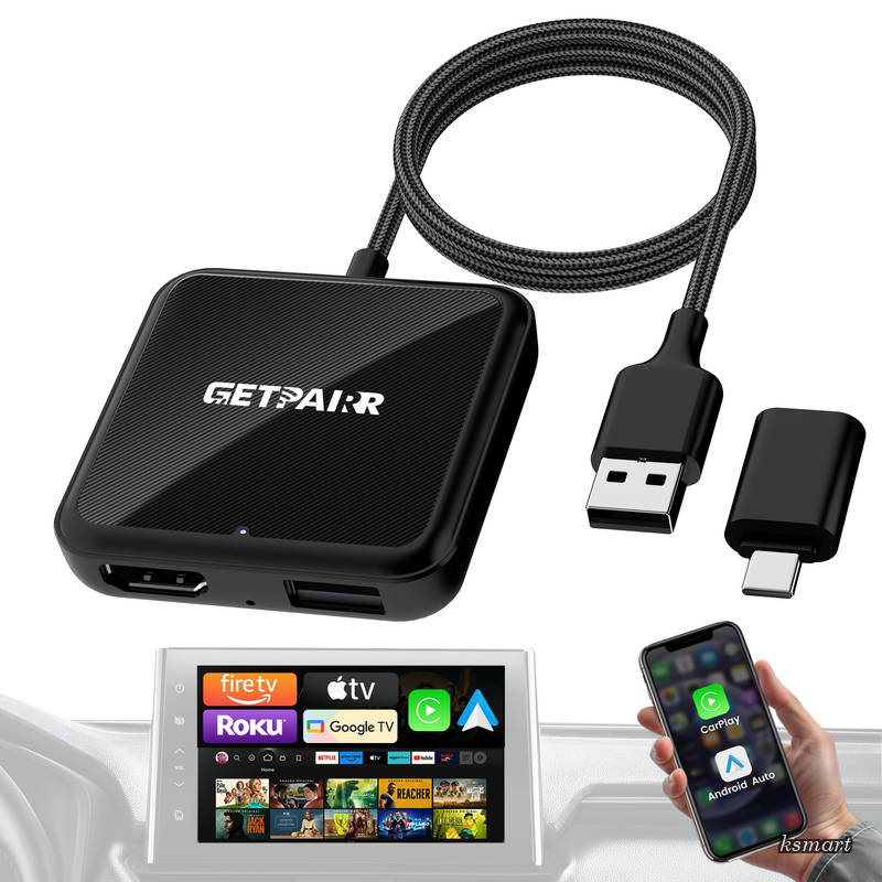  4 in1 Car tv Mate Pro Max GETPAIRR TV ファイアースティックtv Stick/ゲーム機/TVボックス接続可 カープレイ youtube再生アダプター 有線CarPlay搭載車専用 技適認