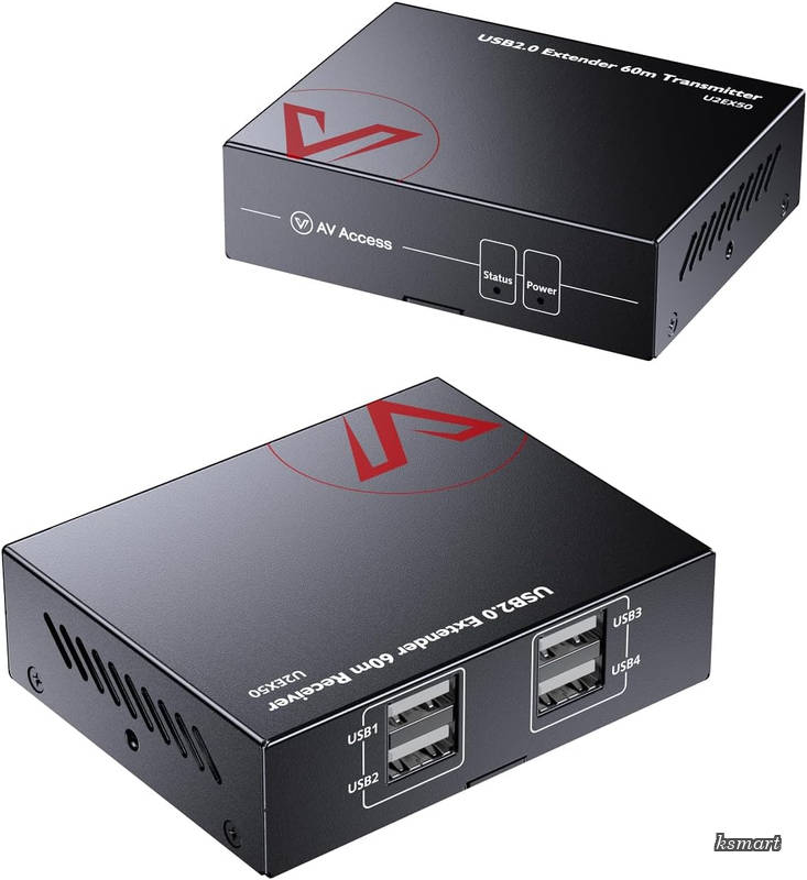 乐天商城 - 【送料無料】USB エクステンダー オーバー Cat5e/6/6a/7 196ft/60M、4USB2.0 ポート、プラグ アンド プレイ、ドライバー不要、すべてのオペレーティング システム、キーボード、マウスをサポート USBオーバー イーサネット