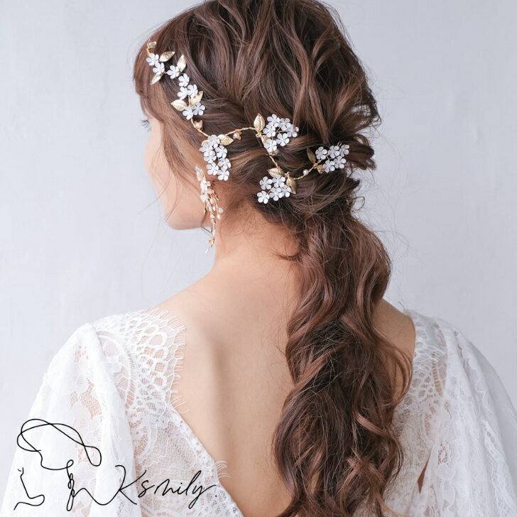 【送料無料】ブライダルヘッドドレス フラワー パール ゴールド 小枝カチューシャ q29 小枝ヘアアクセサリー ウェディング ウエディング 結婚式 ヘッドアクセサリー ヘッド アクセ 髪飾り 小物 アイテム 前撮り 花嫁 二次会 海外挙式 ナチュラル 成人式 和装