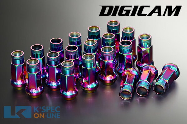 DIGICAM クロモリレーシングナット 20本セット 17HEX 貫通タイプ 48mm/オーロラカラー