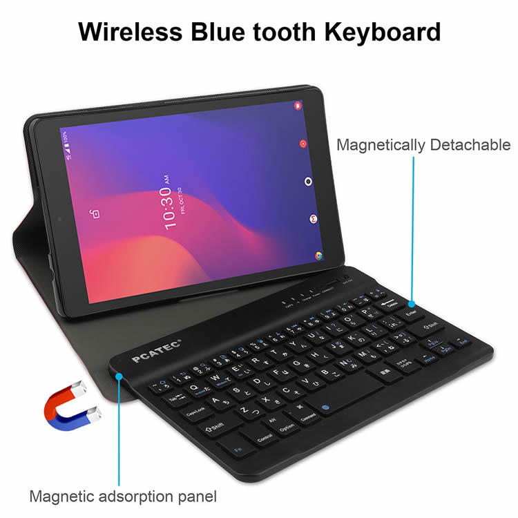 docomo dtab d-42A ワイヤレスキーボード タブレットキーボード レザーケース付き ワイヤレスキーボード キーボードケース Bluetooth キーボード バンド開閉式 ケース US配列 日本語入力対応 リモートワーク最適 在宅勤務 ksplus-10000285 kanaushop サンプル画像3