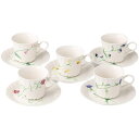コーヒーカップ セット 5客セット 五草花 おしゃれ シンプル 花柄 誕生日 お祝い ギフト GIFT 陶器 昭和レトロ カフェ ホテル 旅館 割烹 懐石 【食器洗浄機対応】【電子レンジ対応】