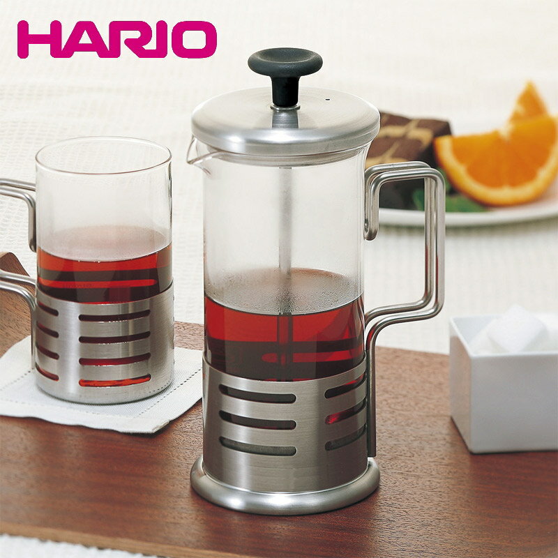 HARIO ハリオ 耐熱ガラス ティーサーバー コーヒープレス ハリオール・ブライトN おしゃれ 可愛い 300ml 1〜2人用 THJN-2HSV 【食器洗浄機対応】【熱湯対応】