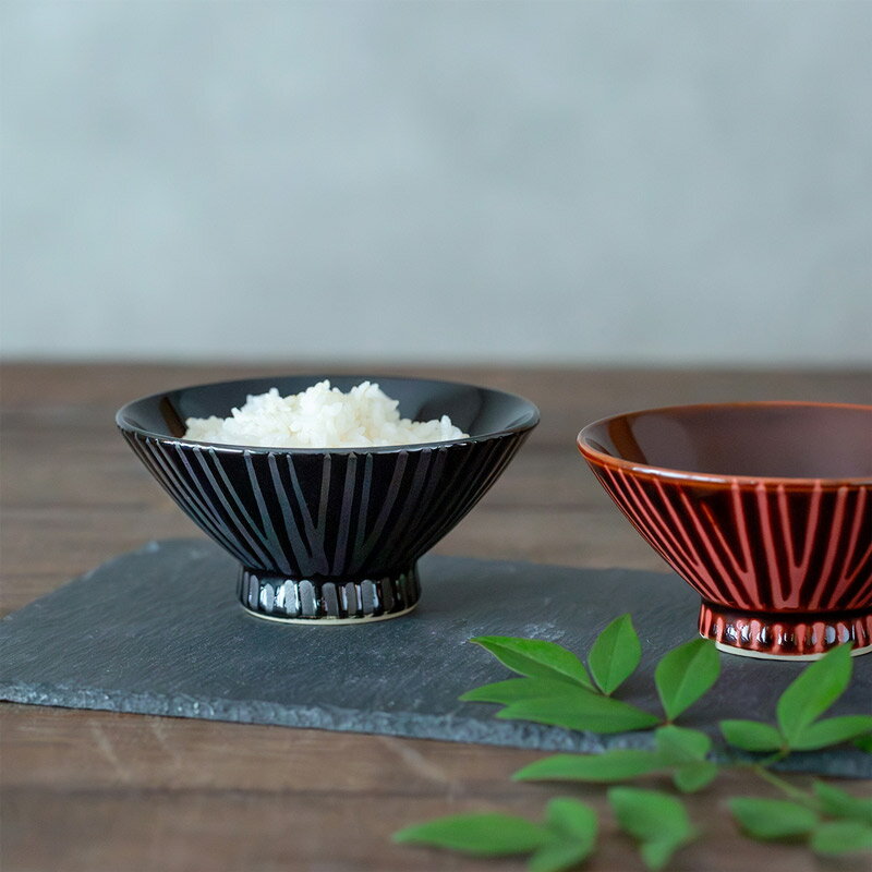 【波佐見焼】夫婦茶碗 お茶碗 ペア セット 長十郎窯 筋模様 茶碗ペア Φ125×H60mm おしゃれ ギフト 上品 可愛い 和食器 25654