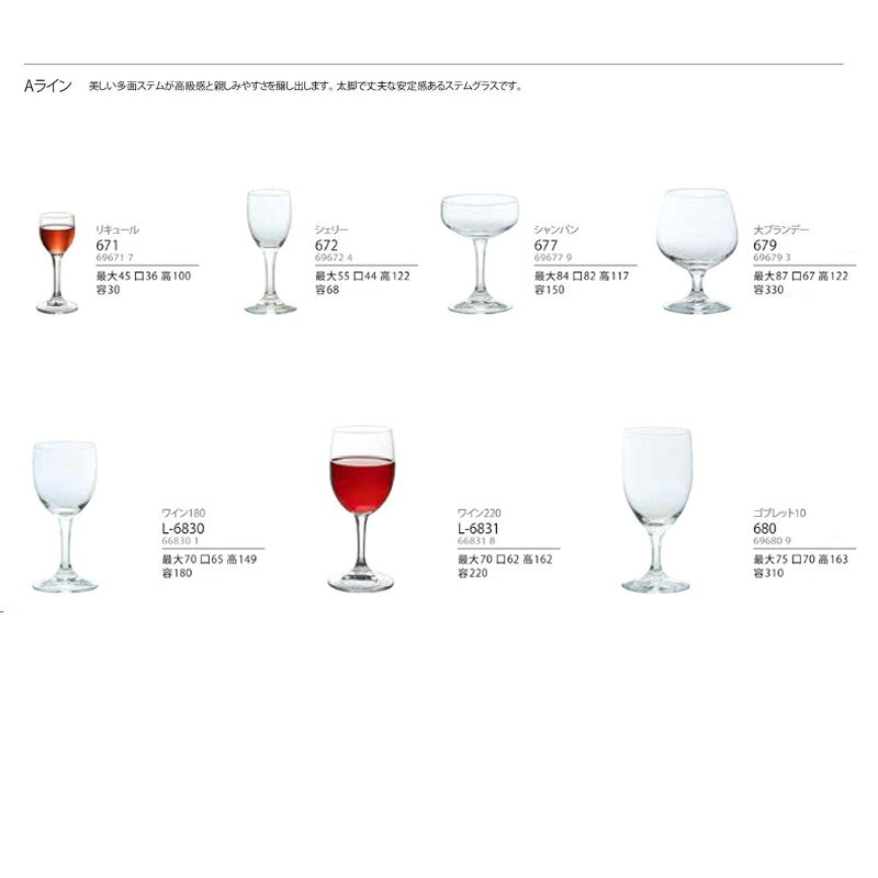 11オンス ブランデーグラス Aライン 6個セット アデリア Φ67×H122mm(330ml 11oz) ...