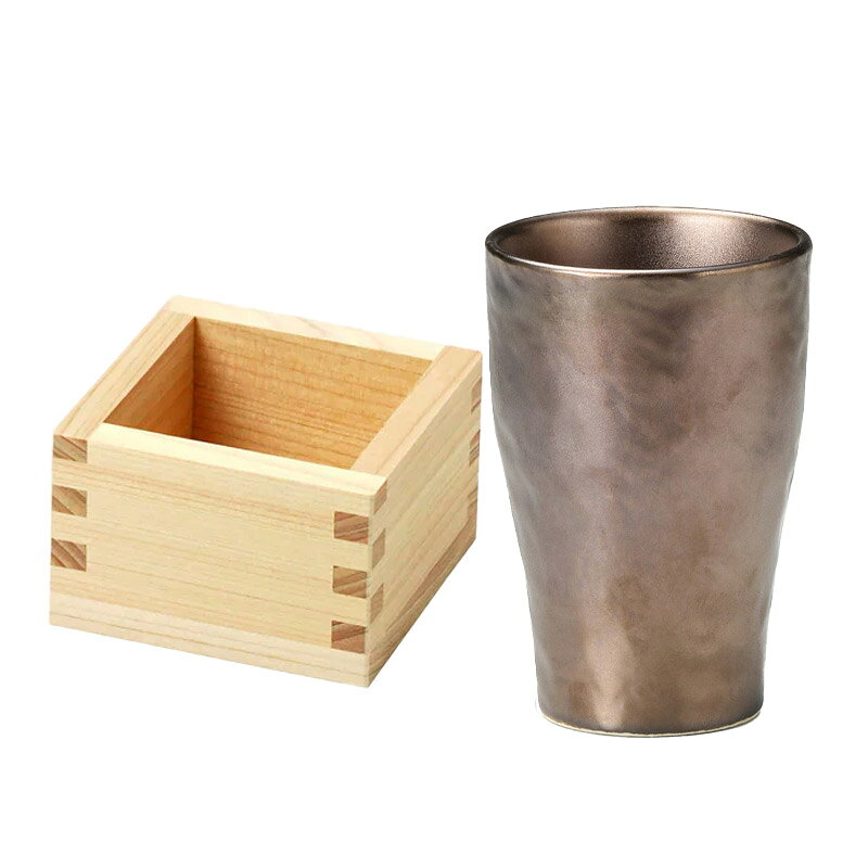 業務用食器店 / ませ、の戸棚の国産檜 枡酒杯 ブロンズ 170ml 一合 おしゃれ シンプル 上品 誕生日 お祝い ギフト 桧 ヒノキ 升酒 和風 割烹 寿司 懐石 会席 飲食店 業務用 備品 食器【食器洗浄機対応】｜アングル2