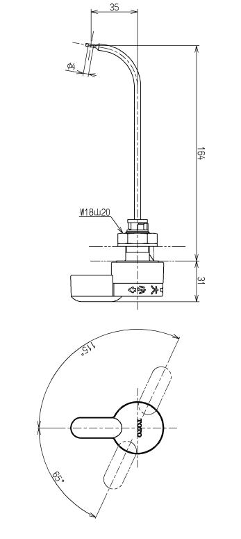 【TOTO THY425-3R】ロータンク レバーハンドル部(TS730CR型用)【取寄せ品キャンセル不可】