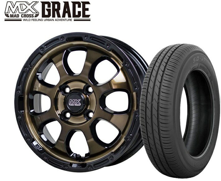 ☆送料無料☆ホットスタッフ マッドクロス グレイス BRC/BK 14インチ4.5J+45 4H100(PCD100) TOYO SD-K7 155/65R14 75S 軽自動車用 タイヤホイール4本セット