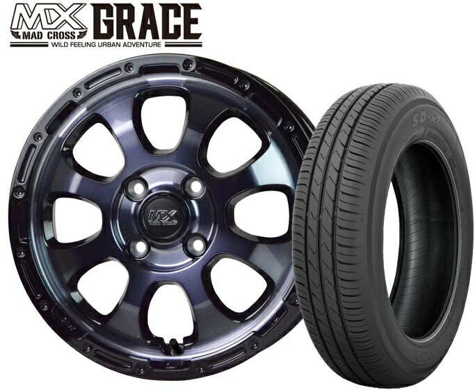 ☆送料無料☆ホットスタッフ マッドクロス グレイス BKC/BK 14インチ4.5J+45 4H100(PCD100) TOYO SD-K7 155/65R14 75S 軽自動車用 タイヤホイール4本セット