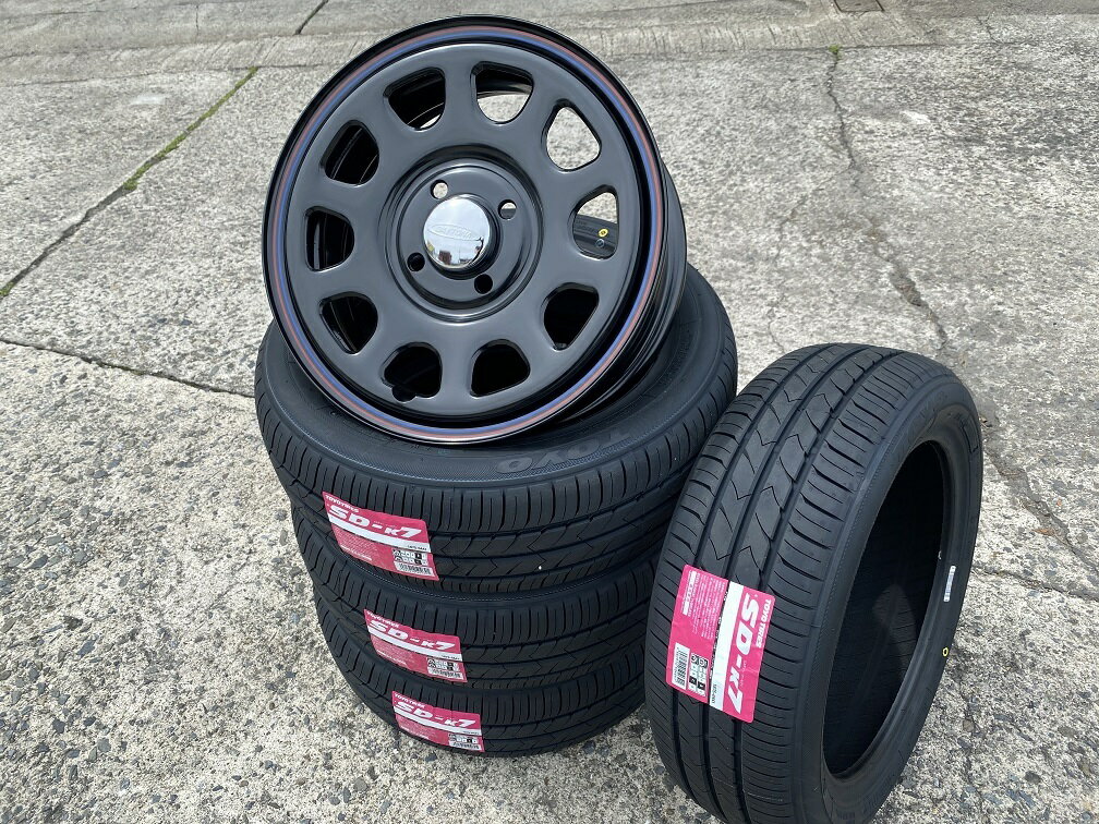 ☆送料無料☆DAYTONA‘S デイトナBK 14インチ 5J 42 4H100(PCD100) トーヨー SD-K7 (SD-7) 165/55R14 軽自動車/箱バン/軽トラ/ワゴンR タイヤホイール4本セット