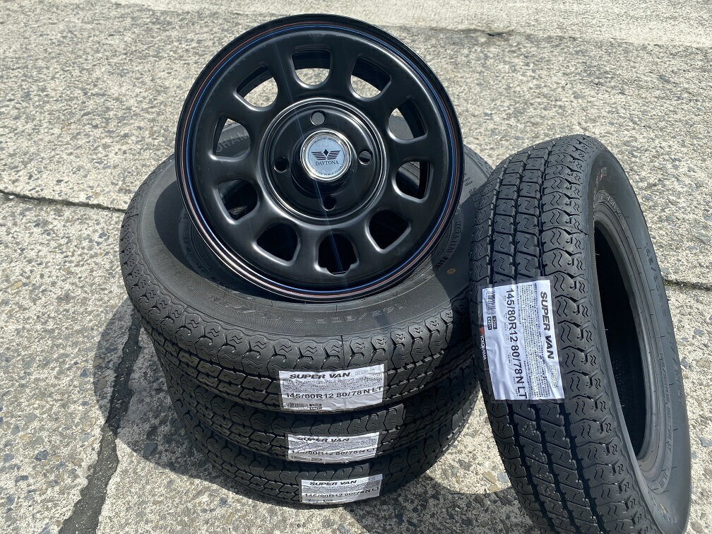 ☆送料無料☆デイトナ SST SI 12インチ 4.0J 40 4H100(PCD100) ヨコハマ スーパーバン 145/80R12 80/78N (145R12 6PR互換サイズ) 軽トラ/箱バン/エブリィ/キャリィ タイヤホイール4本セット