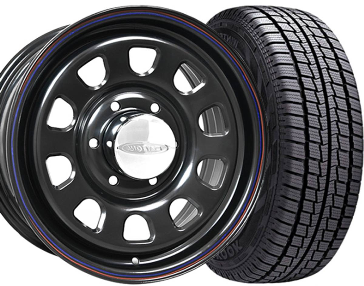 ☆送料無料☆ (2022年製) デイトナBK/200系ハイエース用 (2WD/4WD) 195/80R15 107/105L ハンコック RW06 スタッドレスタイヤホイール4本