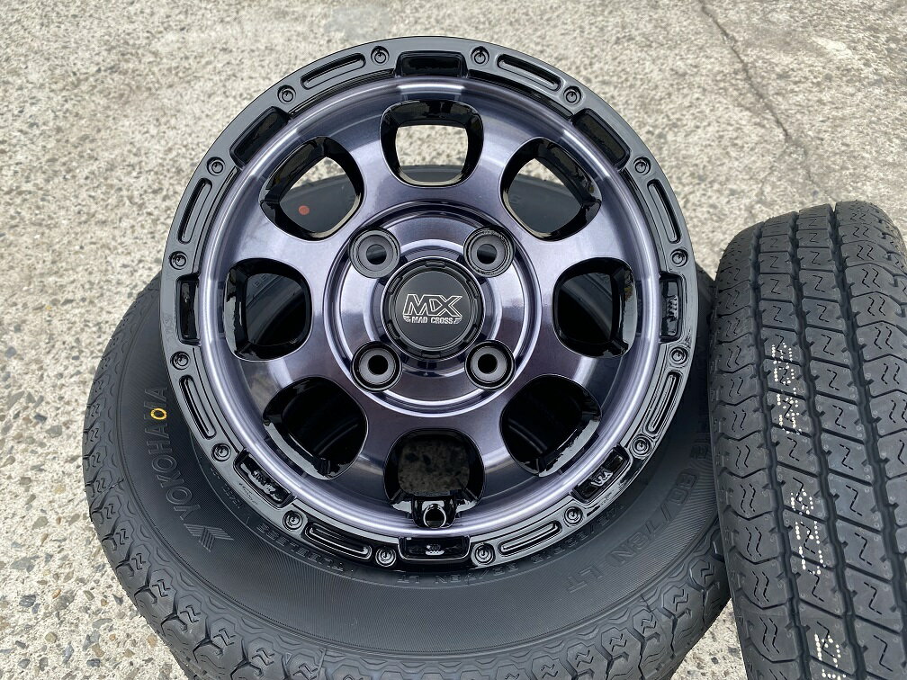 ☆送料無料☆ホットスタッフ マッドクロスグレイス BKC 12インチ 4.0J+43 4H100(PCD100) YOKOHAMA/Y356 145/80R12 80/78N (145R12 6PR) エブリィ/キャリィ/N-VAN/軽トラ/箱バン タイヤホイール4本セット