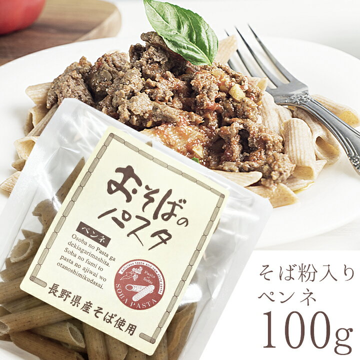 おそばのパスタ ペンネ 100g 信州そば粉入り 長野県産 そば粉 日穀製粉 黒 パスタ そばの実