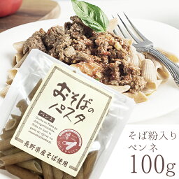 おそばのパスタ ペンネ 100g 信州そば粉入り 長野県産 そば粉 日穀製粉 黒 パスタ そばの実