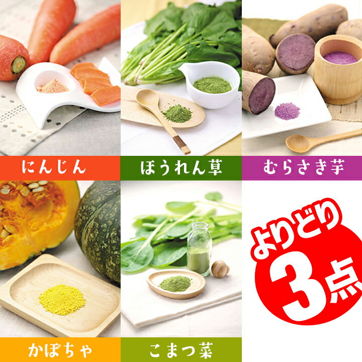 野菜ファインパウダー 3袋×20g お試し3点セット 野菜パウダー 送料無料 国産野菜 100 離乳食 製菓 製パン 製麺 料理に / にんじん ほうれん草 小松菜 紫いも かぼちゃ いずれか3点 野菜パウダー ハロウィン セット メール便 【同梱不可】