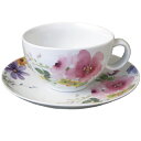 有田焼 花かれん カップ&ソーサー 【送料無料・SALE】 日本製 花柄 フラワー ラテ・スープカップ 18.5cm皿 アフタヌーンティー パーティ ティーカッ...