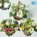 LEDフラワー 12個のバラを盛った籐製の花かご 【送料無料】 造花 花 バラ 薔薇 ローズ フラワーアレンジメント 光る LED ライト 籐 かご 人感センサ...