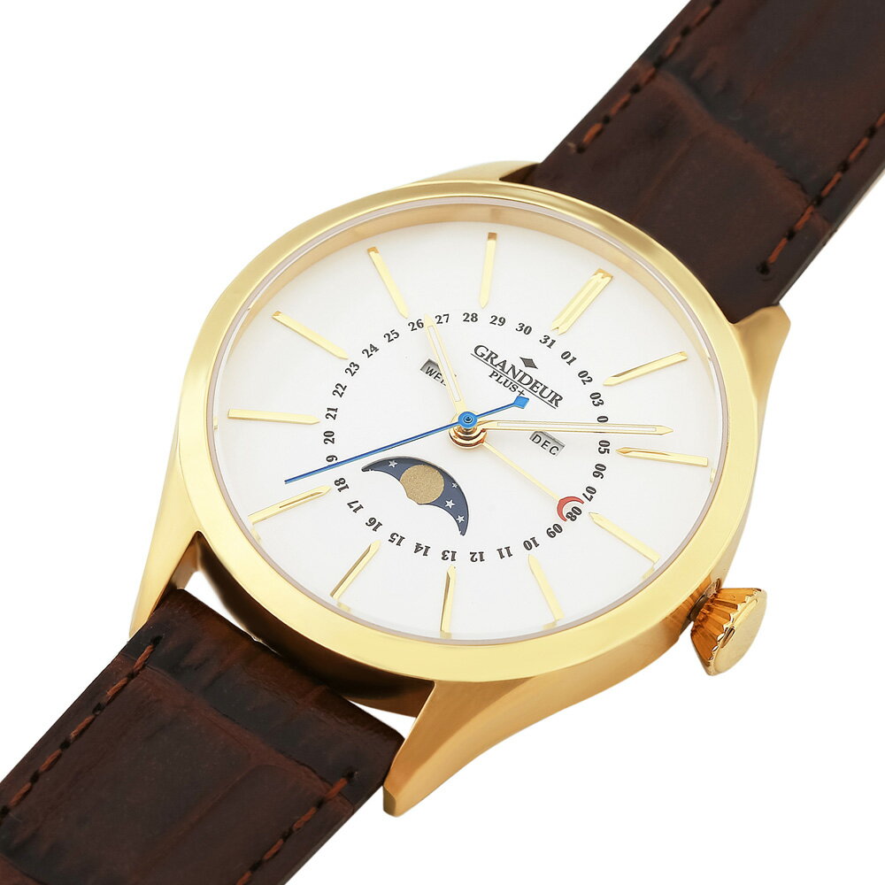 GRANDEUR PLUS グランドールプラス GRP011G1 ムーンフェイズ クオーツ クォーツ 牛革 レザー ウォッチ【送料無料】 watch 時計 お祝い プレゼント 【TVドラマ使用モデル】 1年保証 他店対抗価格