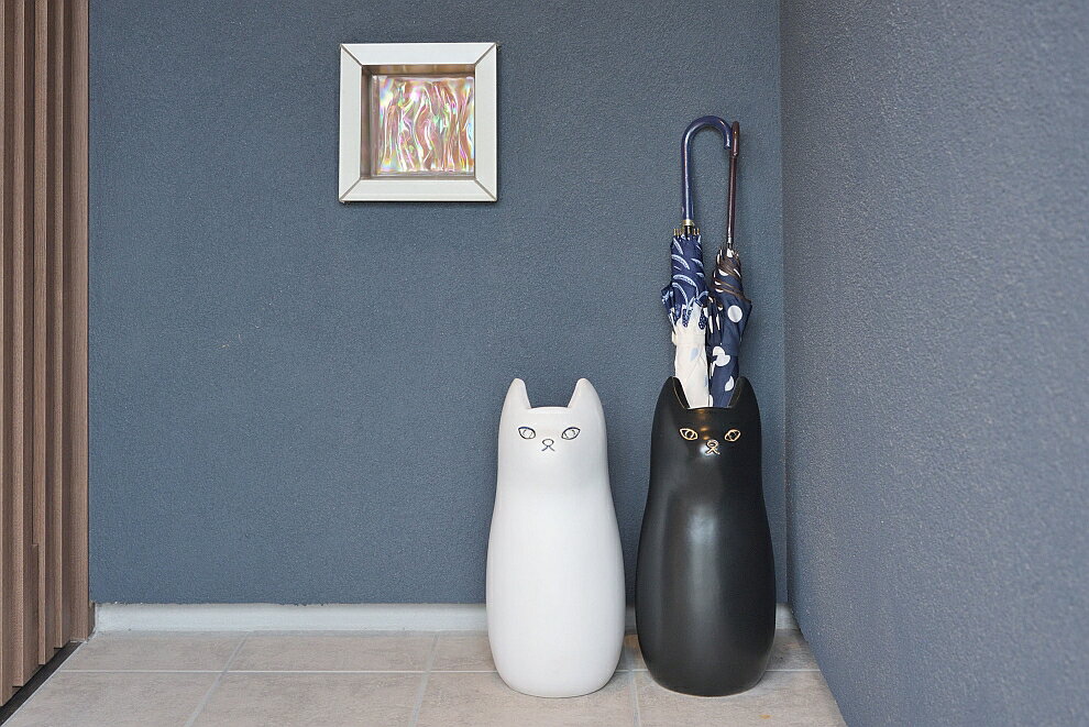 陶器な猫ねこにゃんこcat 傘立て 高さ45cm CLY-12 umbrella rack 【送料無料 SALE...