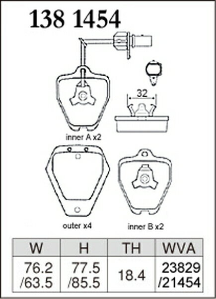 S6 4BAQJF 4BANKF ブレーキパッド フロント左右セット ディクセル ESタイプ 1381454 DIXCEL エクストラスピード フロントのみ ブレーキパット sgw【店頭受取対応商品】
