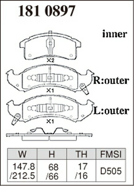 カマロ CF45 ブレーキパッド フロント左右セット ディクセル Xタイプ 1810897 DIXCEL フロントのみ CAMARO ブレーキパット sgw【店頭受取対応商品】 3